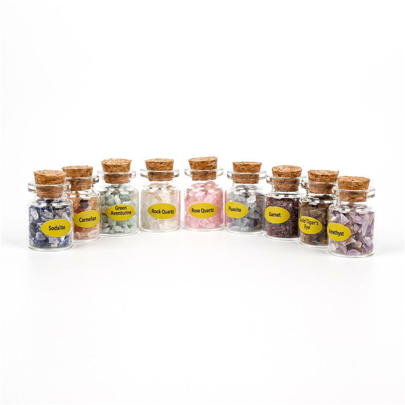 Mini bottle-shaped mineral specimen natural crystal gemstone wish bottle