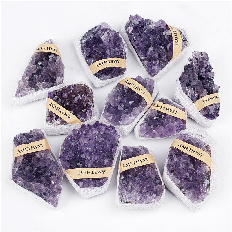 High-quality Grade A Brazilian natural amethyst crystal cluster rough stone box set