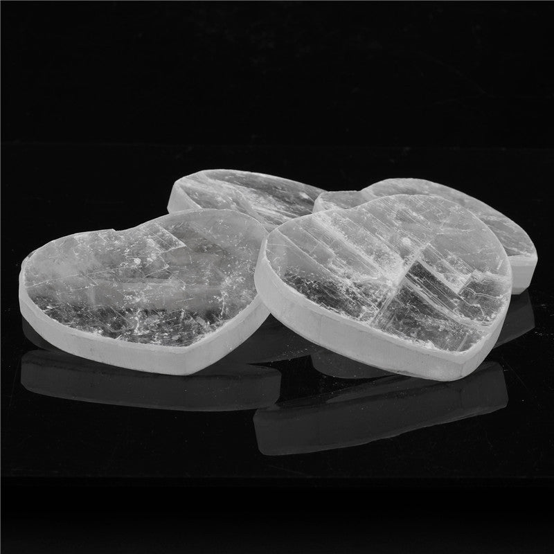 Natural Selenite Heart-Shaped Slice