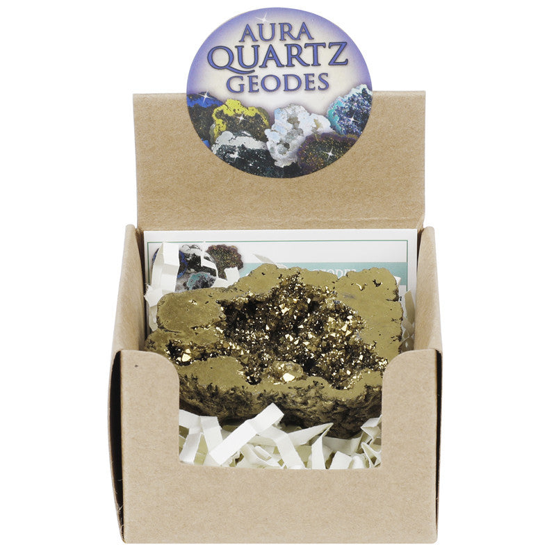 6 colors available, natural crystal cave agate treasure pot raw stone electroplated color box packaging