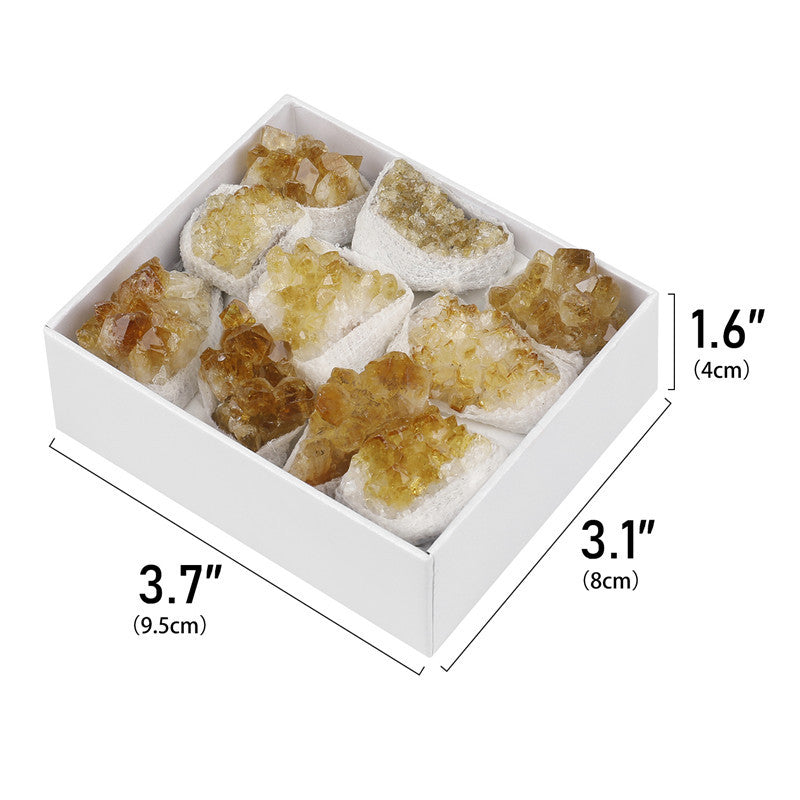 High-quality Grade A natural yellow crystal cluster rough stone box