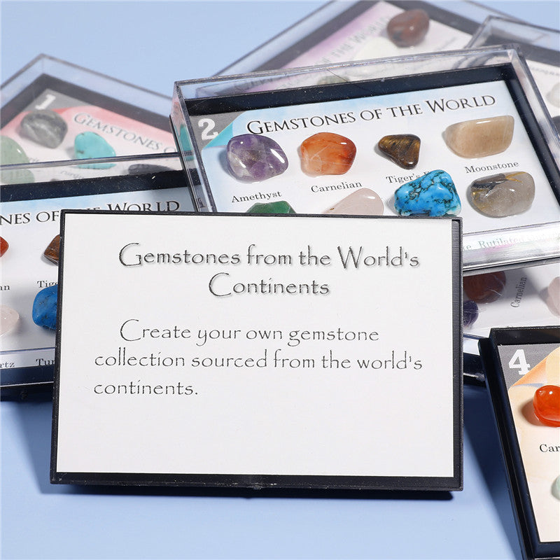 8 types of mineral crystal stones, natural mineral ore specimens, and educational geological information.
