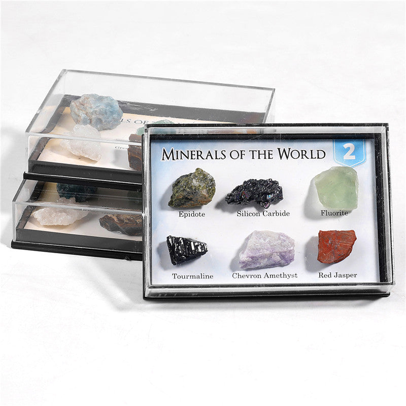 Natural crystal mineral specimens 8 types of mineral raw stones for natural geological education