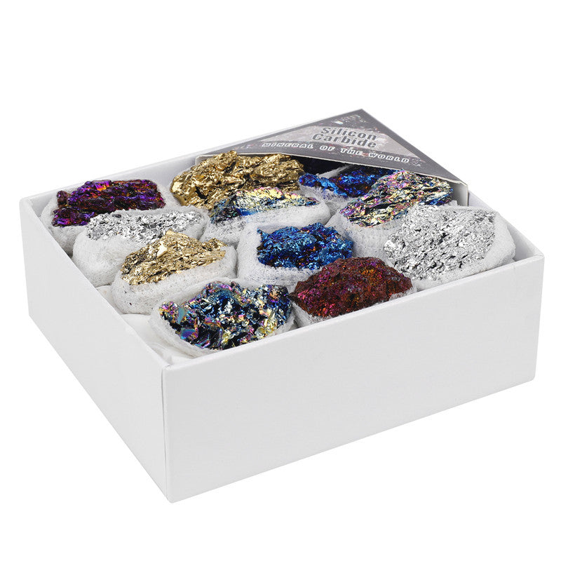 Electroplated colored coal crystal box