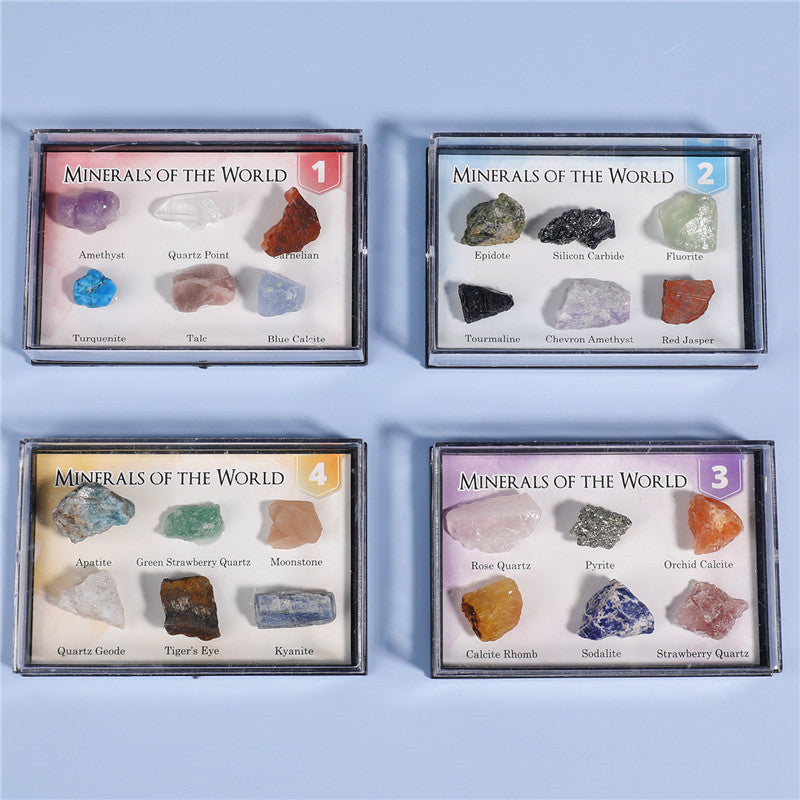 Natural crystal mineral specimens 8 types of mineral raw stones for natural geological education