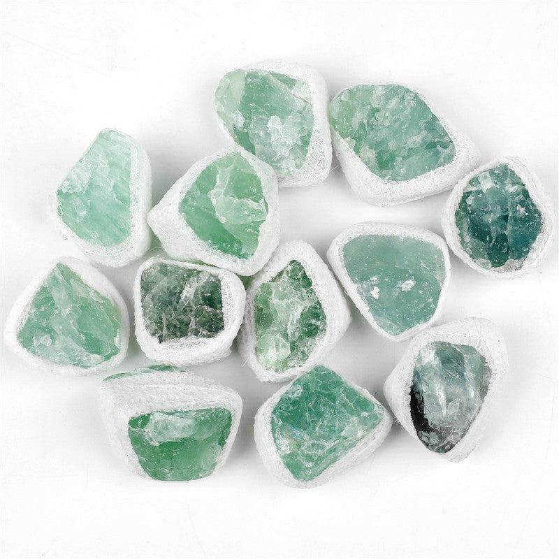 Natural green fluorite rough stone box set