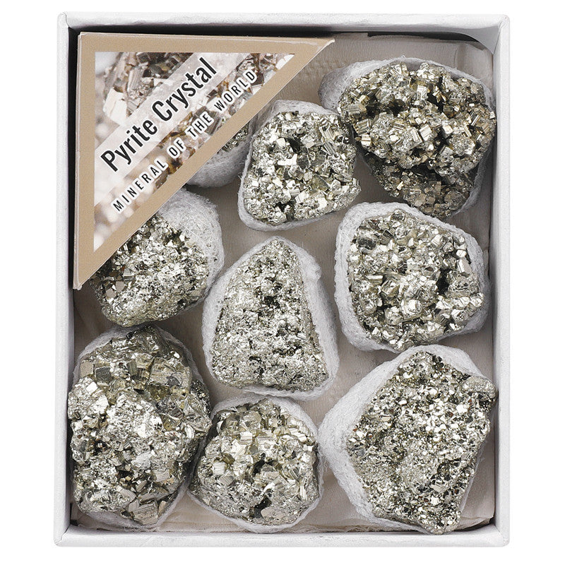 Natural pyrite raw stone crystal cluster, natural color, loose stones, small box