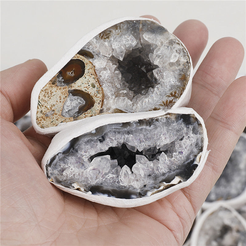 Natural Brazilian agate mini crystal cave raw stone