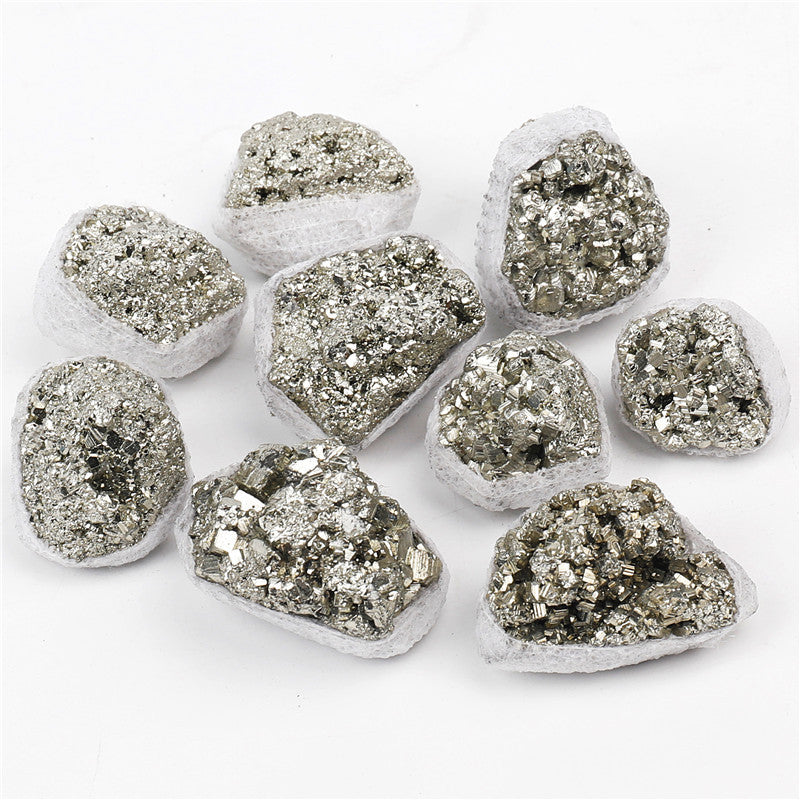 Natural pyrite raw stone crystal cluster, natural color, loose stones, small box