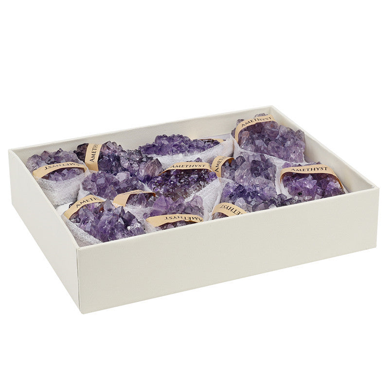 High-quality Grade A Brazilian natural amethyst crystal cluster rough stone box set