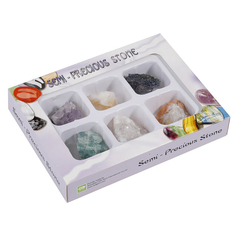 6 types of large-grain crystal mineral ore specimen boxes, raw stone geological teaching materials