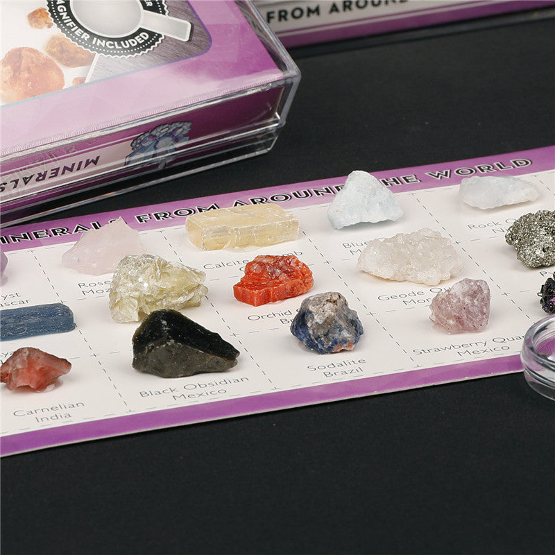 8 types of mineral rough stones, natural crystal mineral specimens, natural geological teaching materials