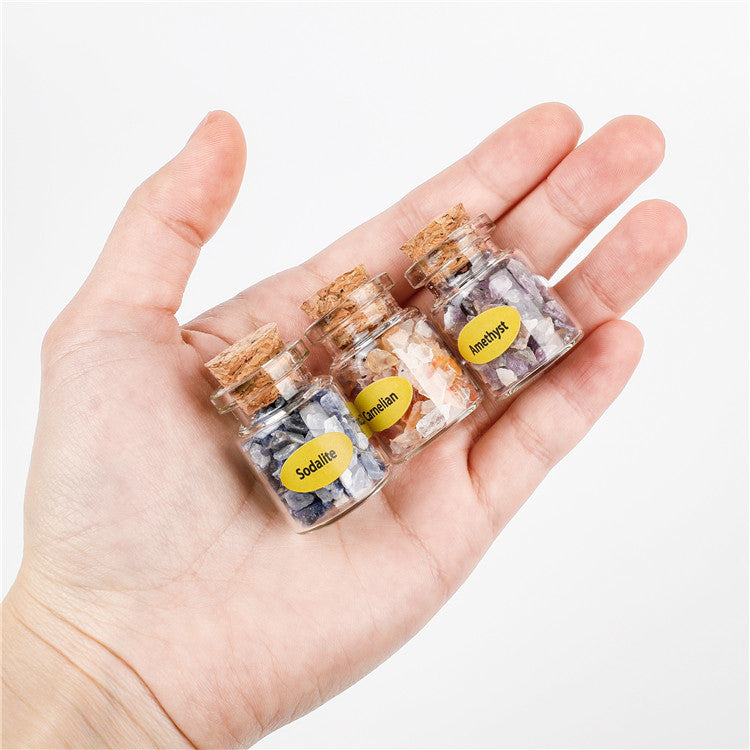 Mini bottle-shaped mineral specimen natural crystal gemstone wish bottle