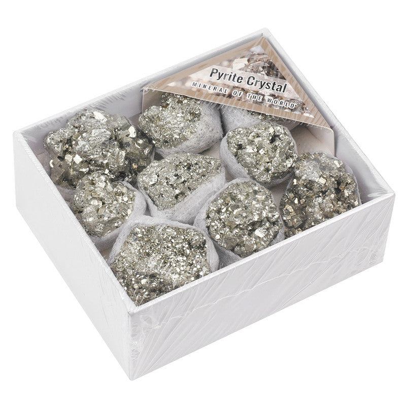 Natural pyrite raw stone crystal cluster, natural color, loose stones, small box
