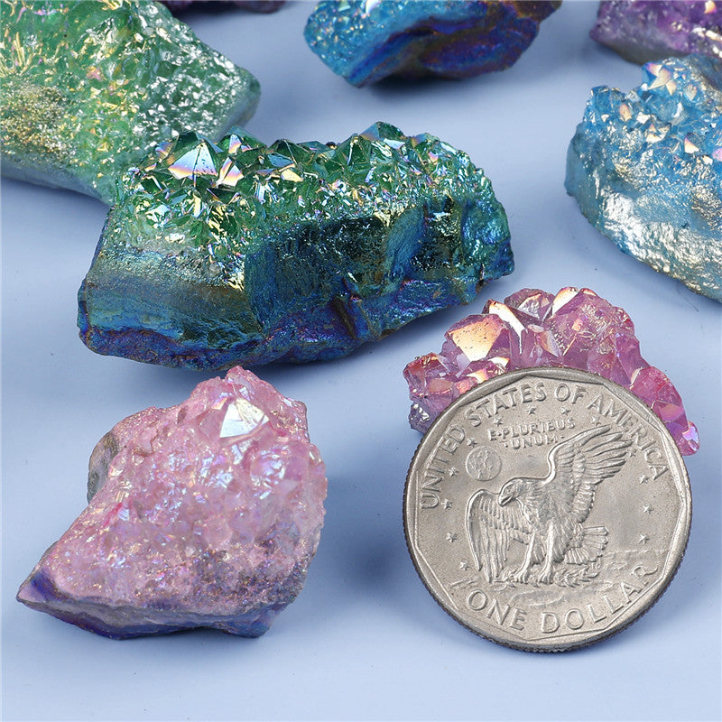 Spray-colored electroplated colored bare stone amethyst block box set