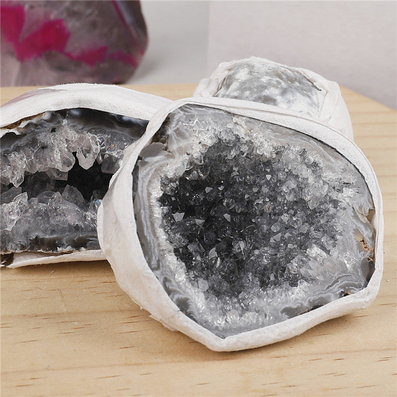 Natural Brazilian agate mini crystal cave raw stone