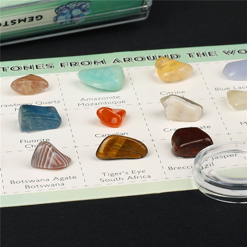 18 types of mineral gemstones, natural crystal mineral specimens, natural geological teaching materials