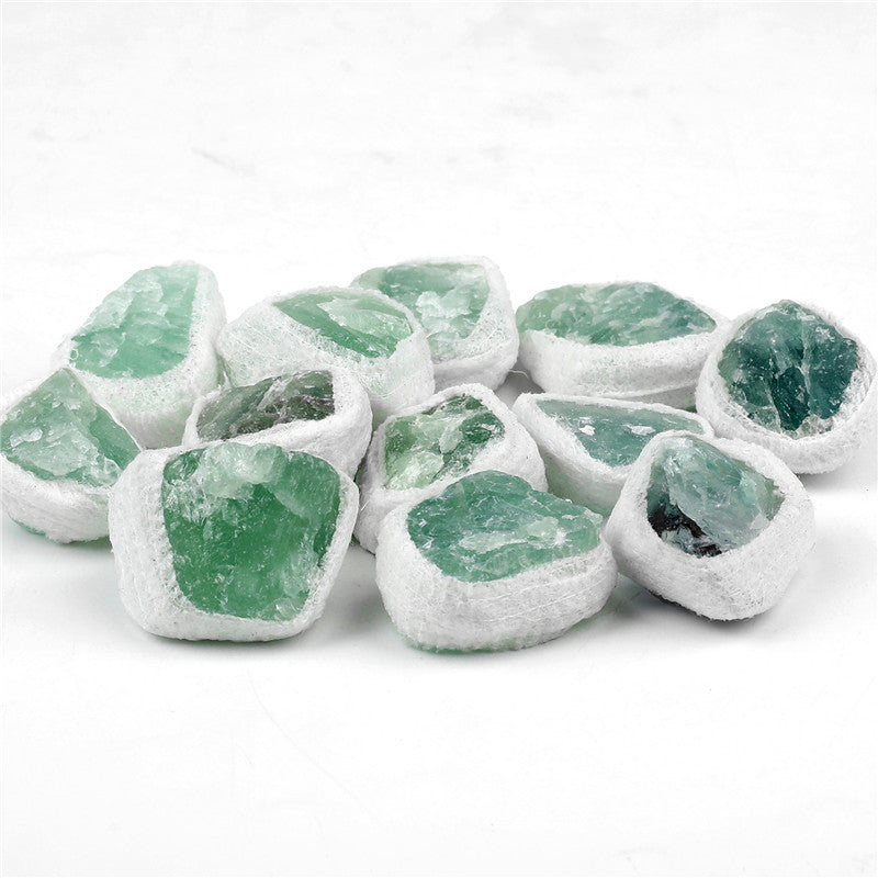 Natural green fluorite rough stone box set