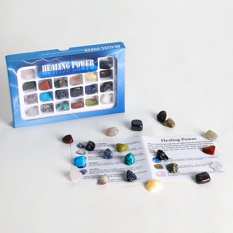 20-piece energy stone set of natural crystal mineral specimens mixed with semi-precious stones, suitable for gifts.