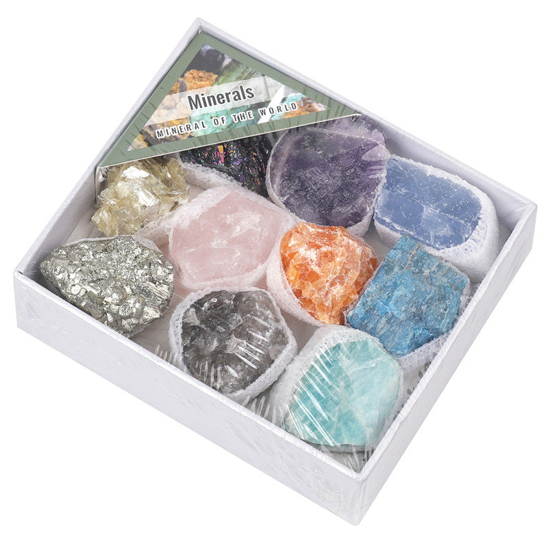 Natural raw crystal mixed color small gift box set of minerals and geological science teaching materials