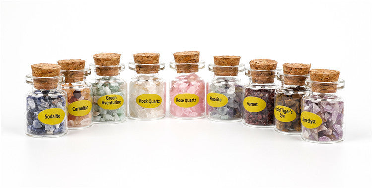 Mini bottle-shaped mineral specimen natural crystal gemstone wish bottle