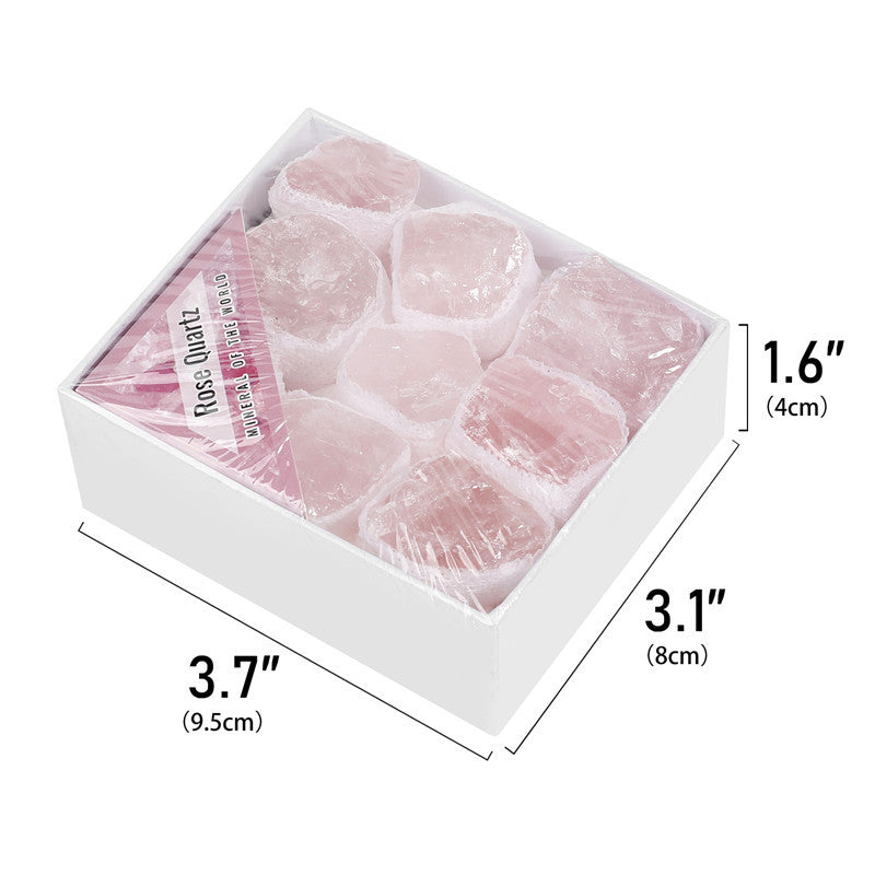 Natural rose quartz rough stone box set