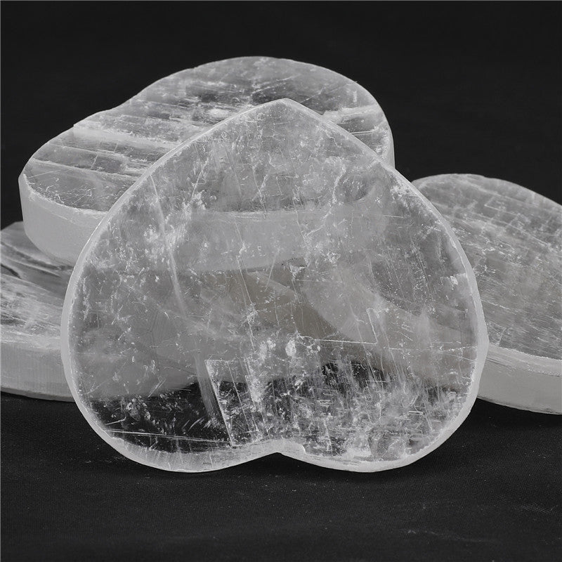 Natural Selenite Heart-Shaped Slice