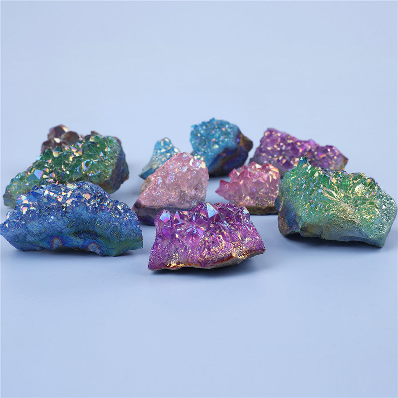 Spray-colored electroplated colored bare stone amethyst block box set