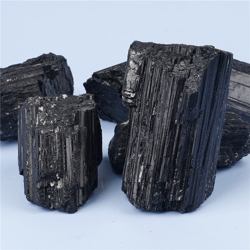 Natural black tourmaline rough stone box set