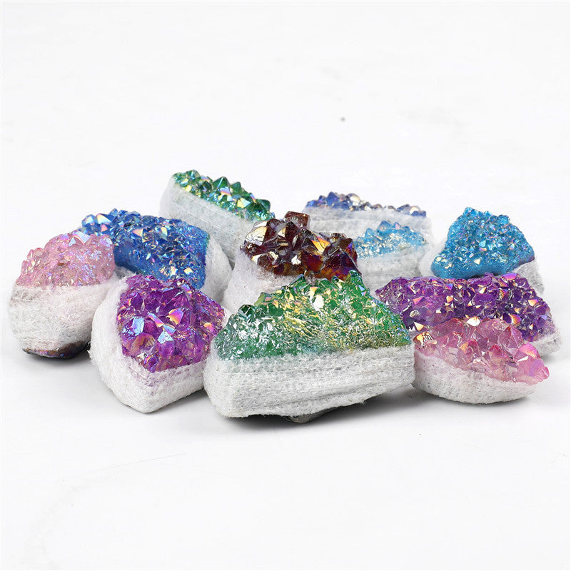 Spray-colored electroplated colored bare stone amethyst block box set