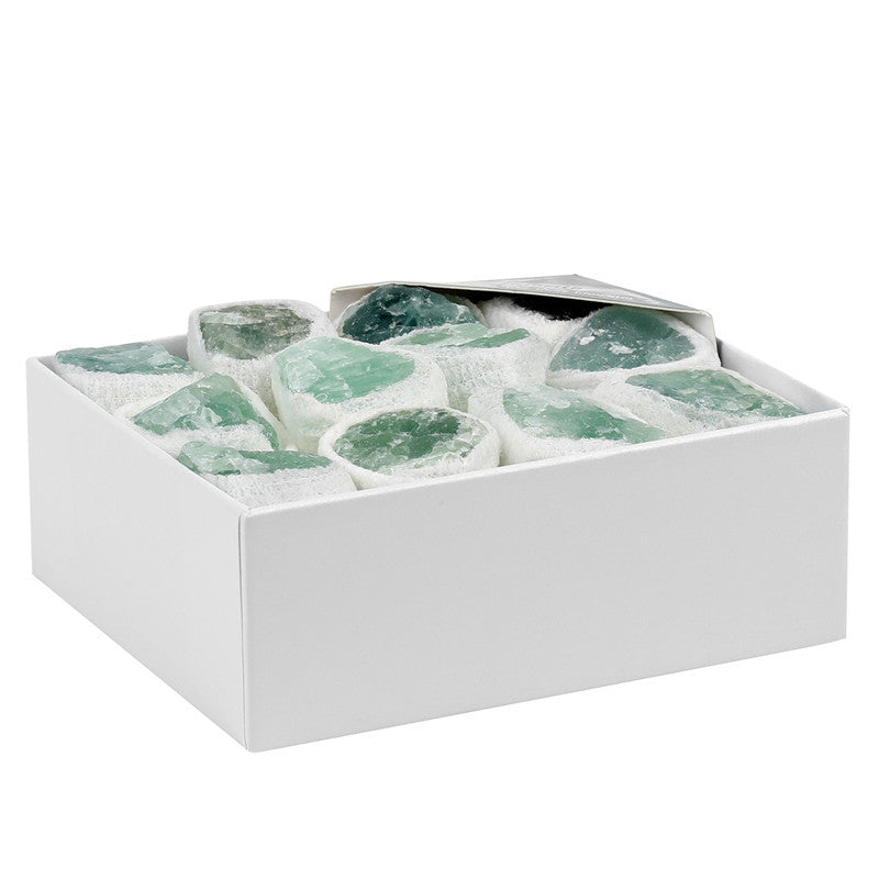 Natural green fluorite rough stone box set