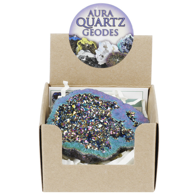 6 colors available, natural crystal cave agate treasure pot raw stone electroplated color box packaging