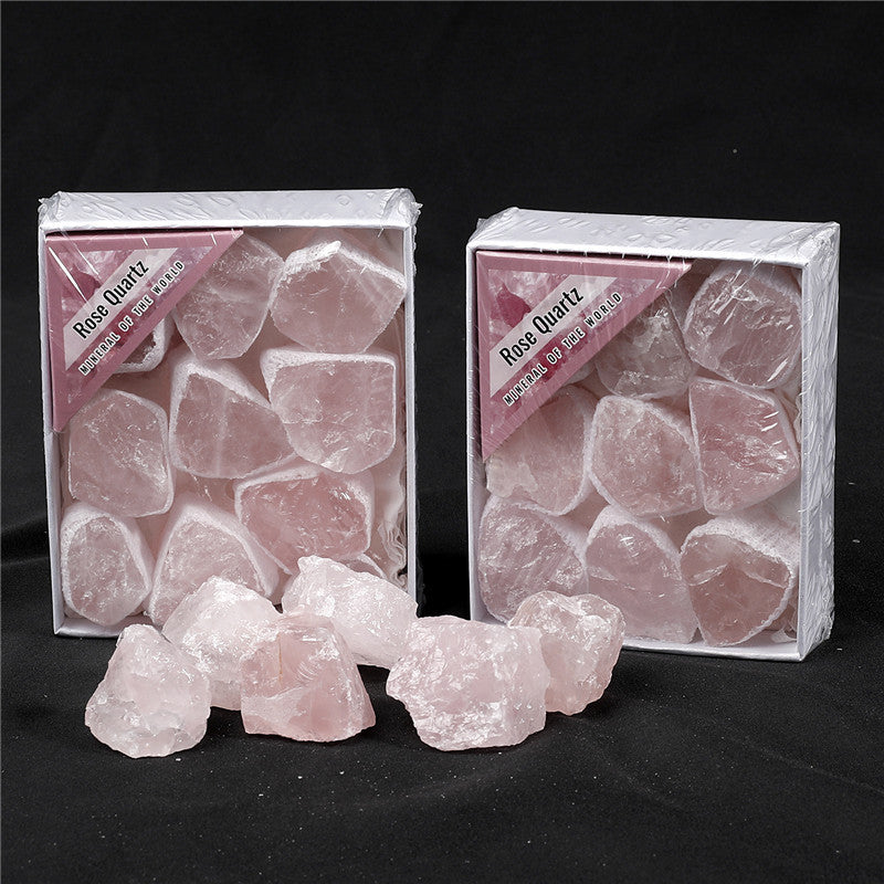 Natural rose quartz rough stone box set