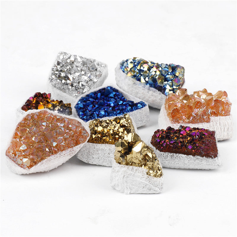 Natural Amethyst Cluster Rough Stone Electroplated Colorful Mixed Box Set