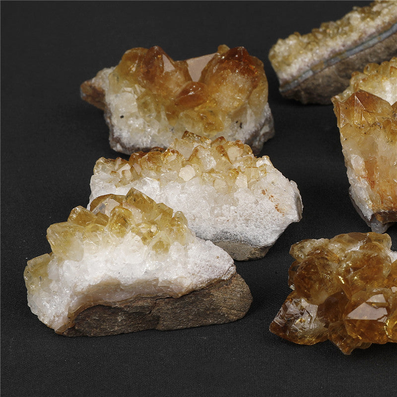 High-quality Grade A natural yellow crystal cluster rough stone box