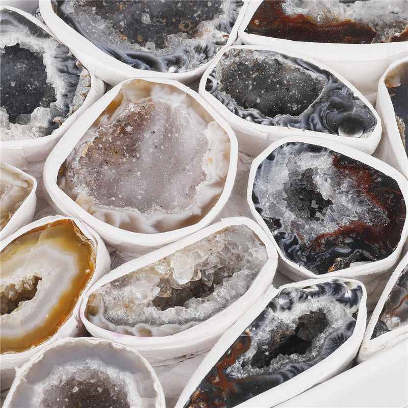 Natural Brazilian agate mini crystal cave raw stone