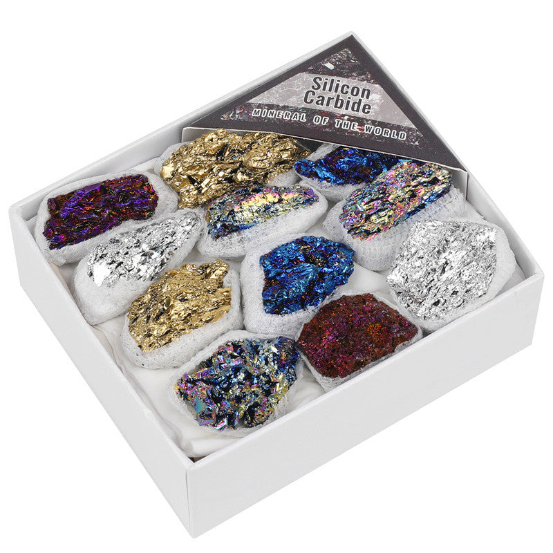 Electroplated colored coal crystal box