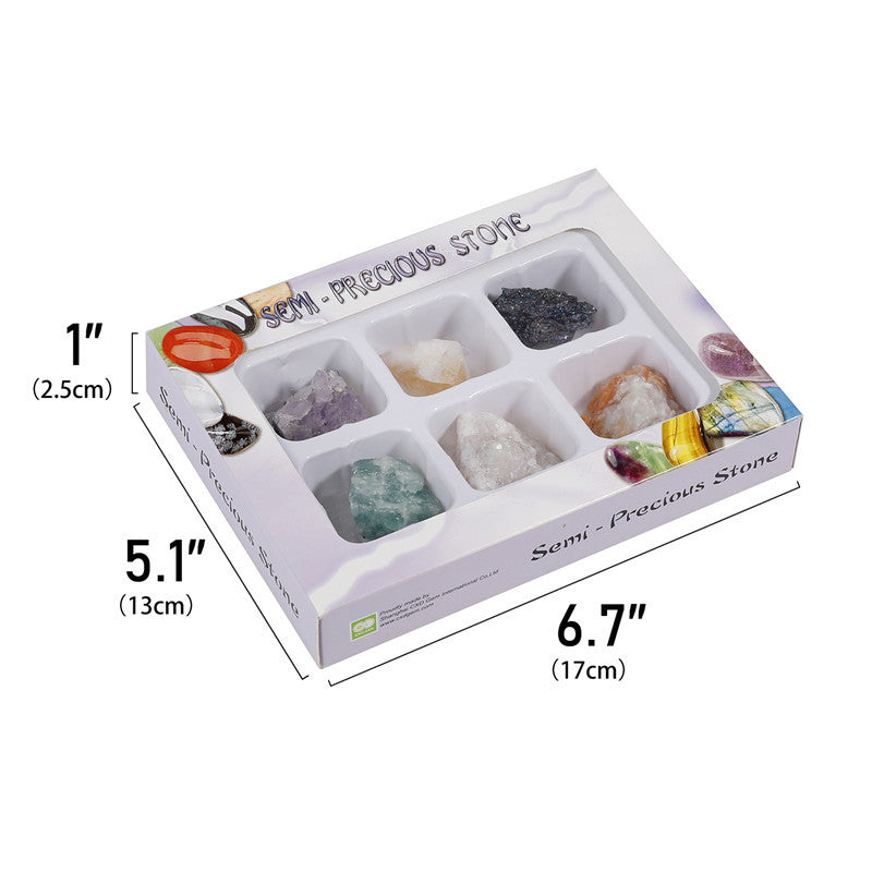 6 types of large-grain crystal mineral ore specimen boxes, raw stone geological teaching materials