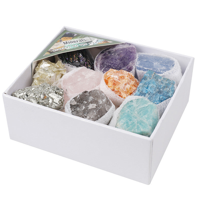 Natural raw crystal mixed color small gift box set of minerals and geological science teaching materials