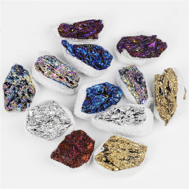Electroplated colored coal crystal box