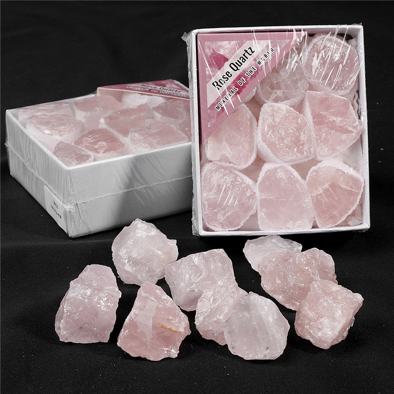Natural rose quartz rough stone box set