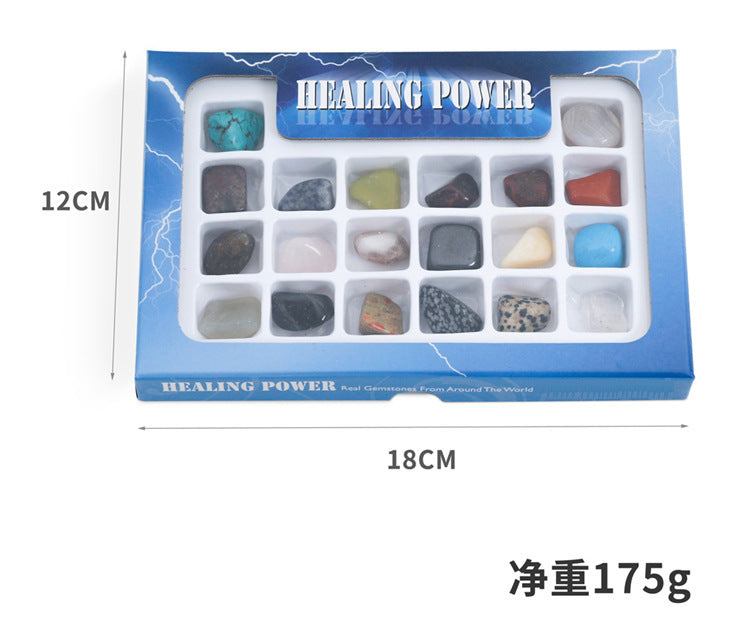 20-piece energy stone set of natural crystal mineral specimens mixed with semi-precious stones, suitable for gifts.
