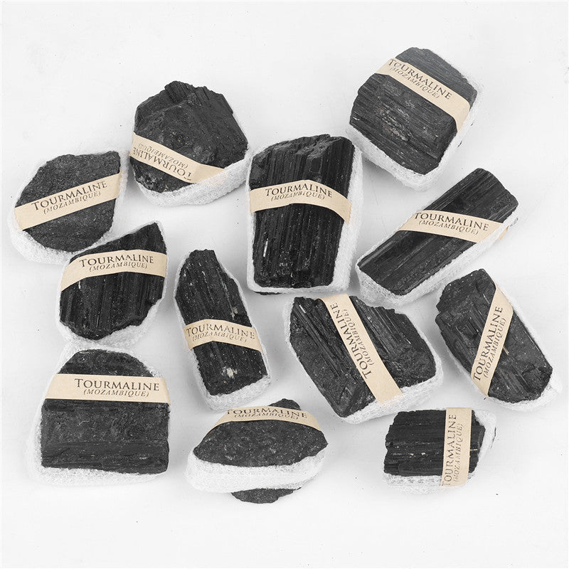 Natural black tourmaline rough stone box set
