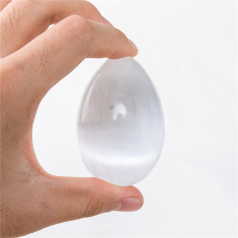 Natural white selenite egg shape