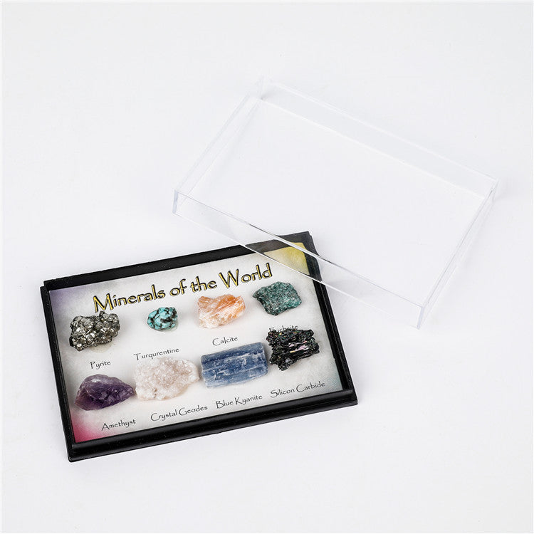 Natural crystal mineral specimens 8 types of mineral raw stones for natural geological education