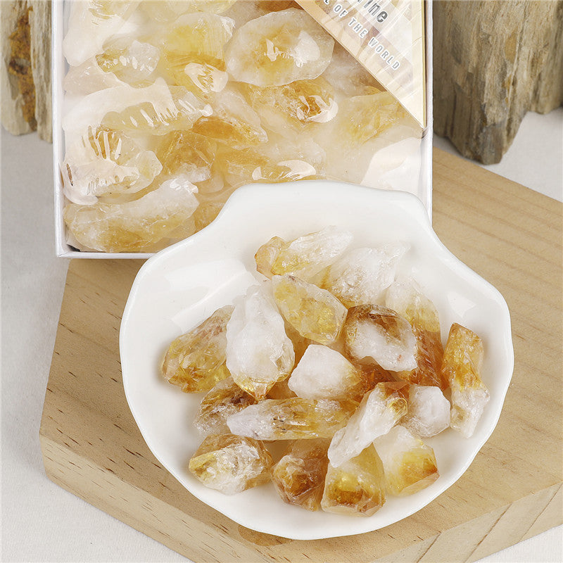 Natural Yellow Quartz Rough Stone Box Set