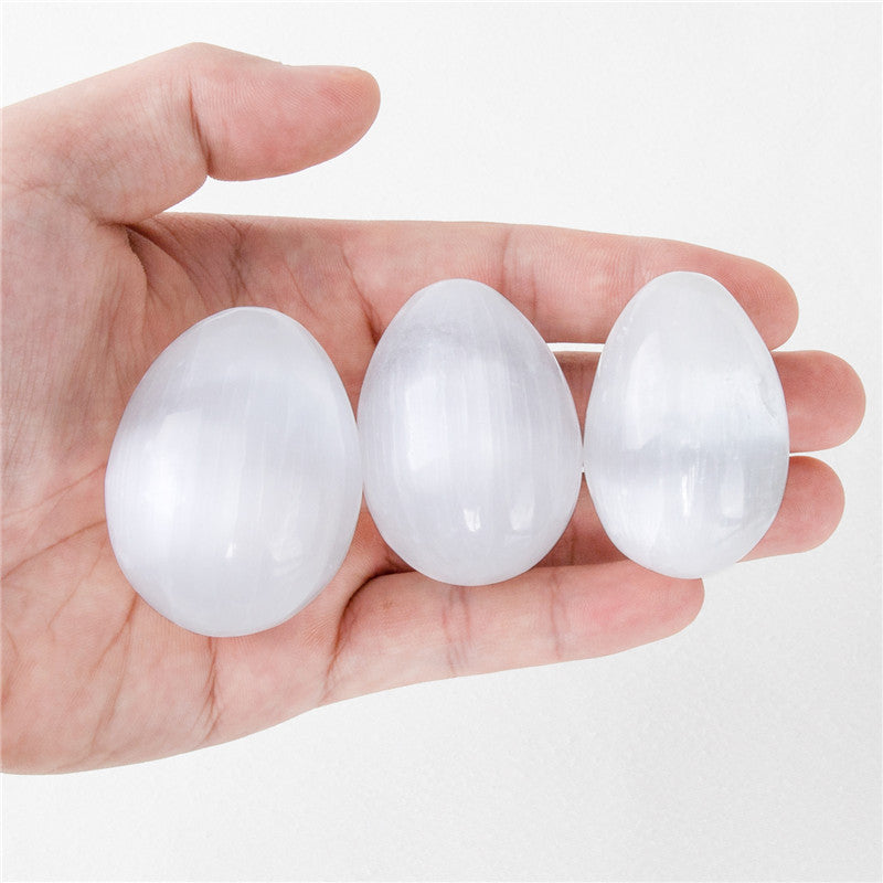 Natural white selenite egg shape