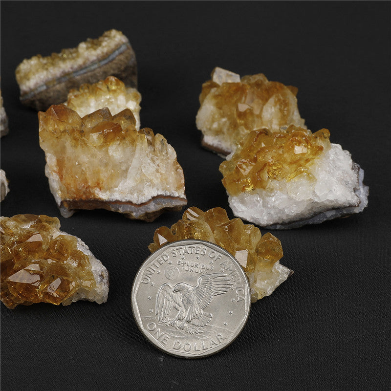High-quality Grade A natural yellow crystal cluster rough stone box