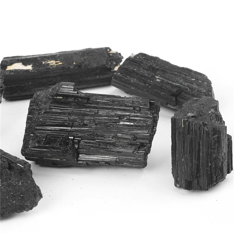 Natural black tourmaline rough stone box set