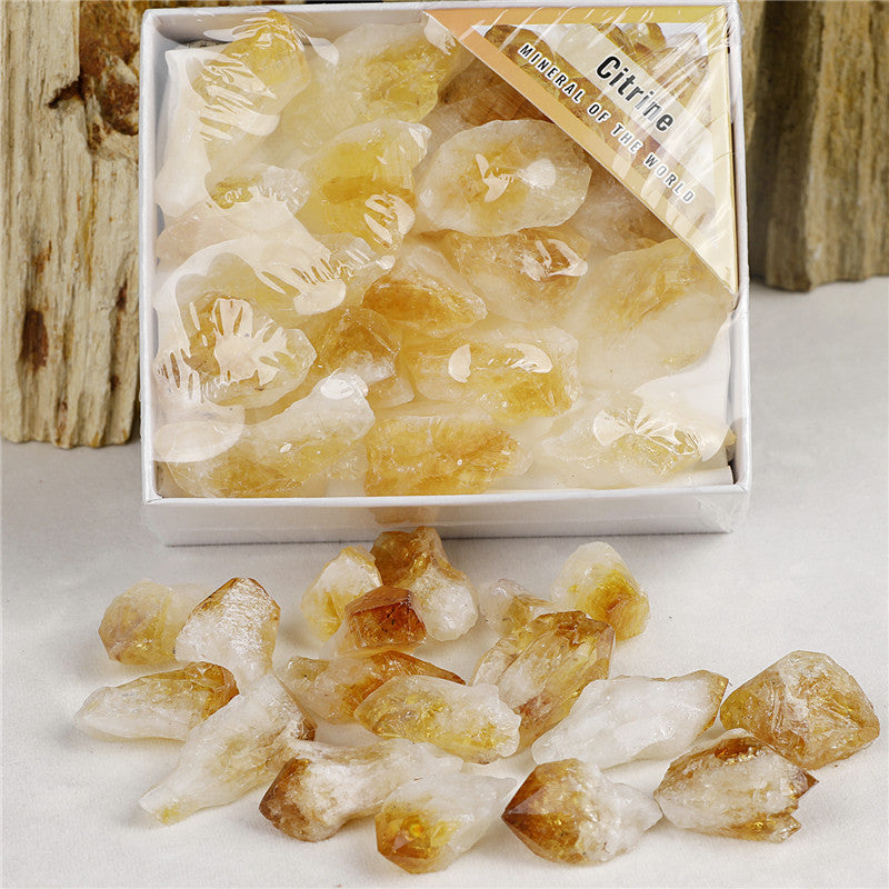 Natural Yellow Quartz Rough Stone Box Set